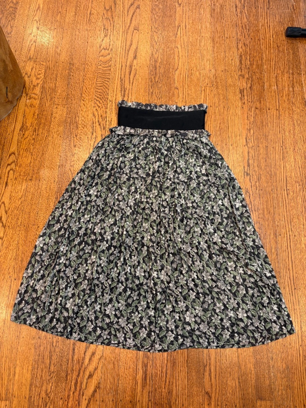 Clane Japanese Designer Floral Flowy A-Line Midi Skirt Sz 1 (XS/S)